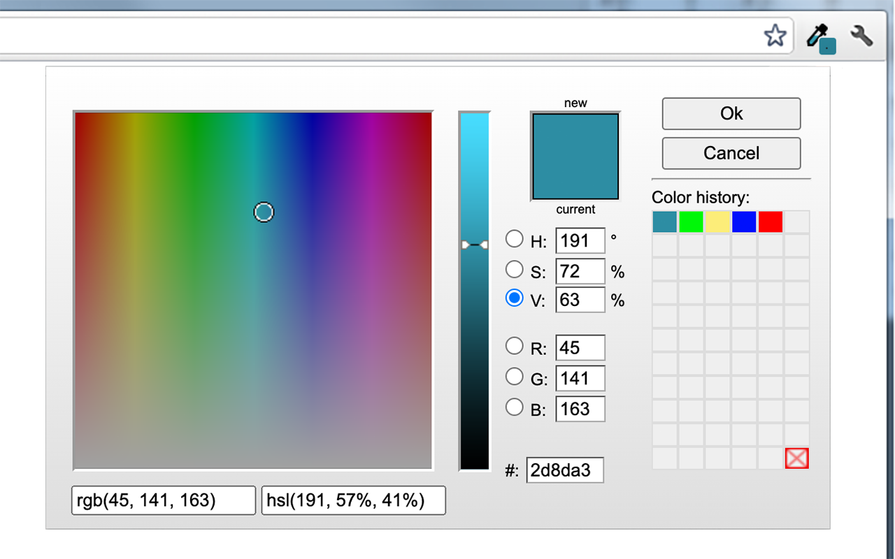 Interface de Colorzilla